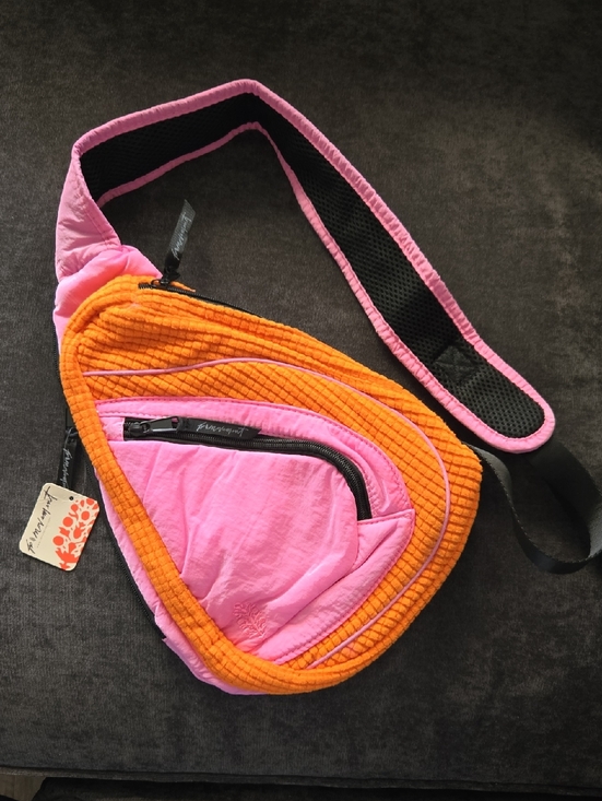 Free People Handbags - Free People Pink and Orange Quilted Crossbody Sling Bag